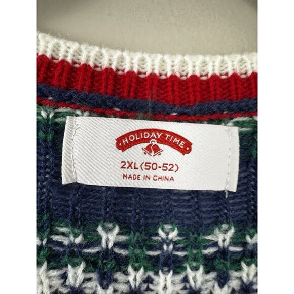 Mens Ugly Christmas Sweater 2XL Wolves Reindeer Moon Holiday Winter Cozy Funny - Picture 2 of 9